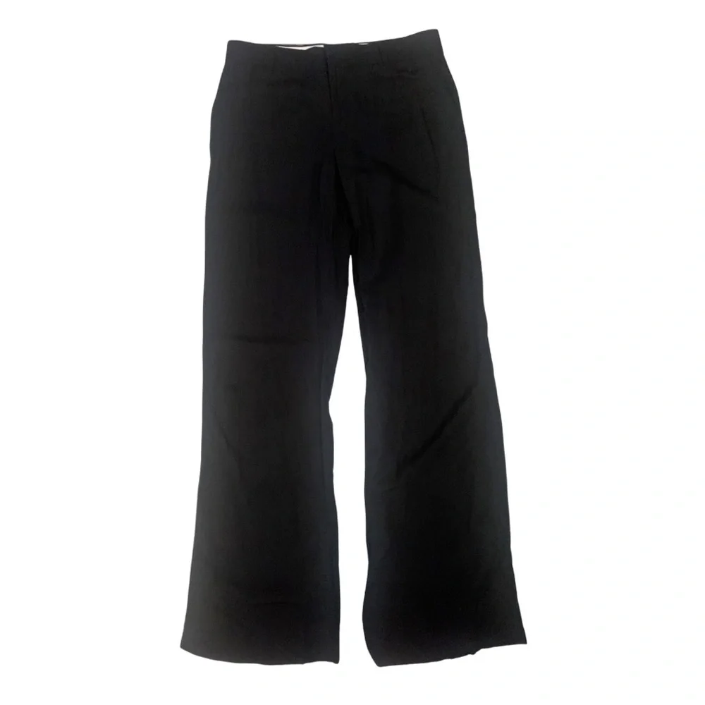 Banana Republic Black Linen Pants Size 0 Mid High Rise Summer Spring Lagenlook
